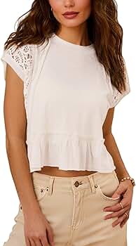 Amazon.com: ZIZERY Women's Tops Cropped Hollowed Out